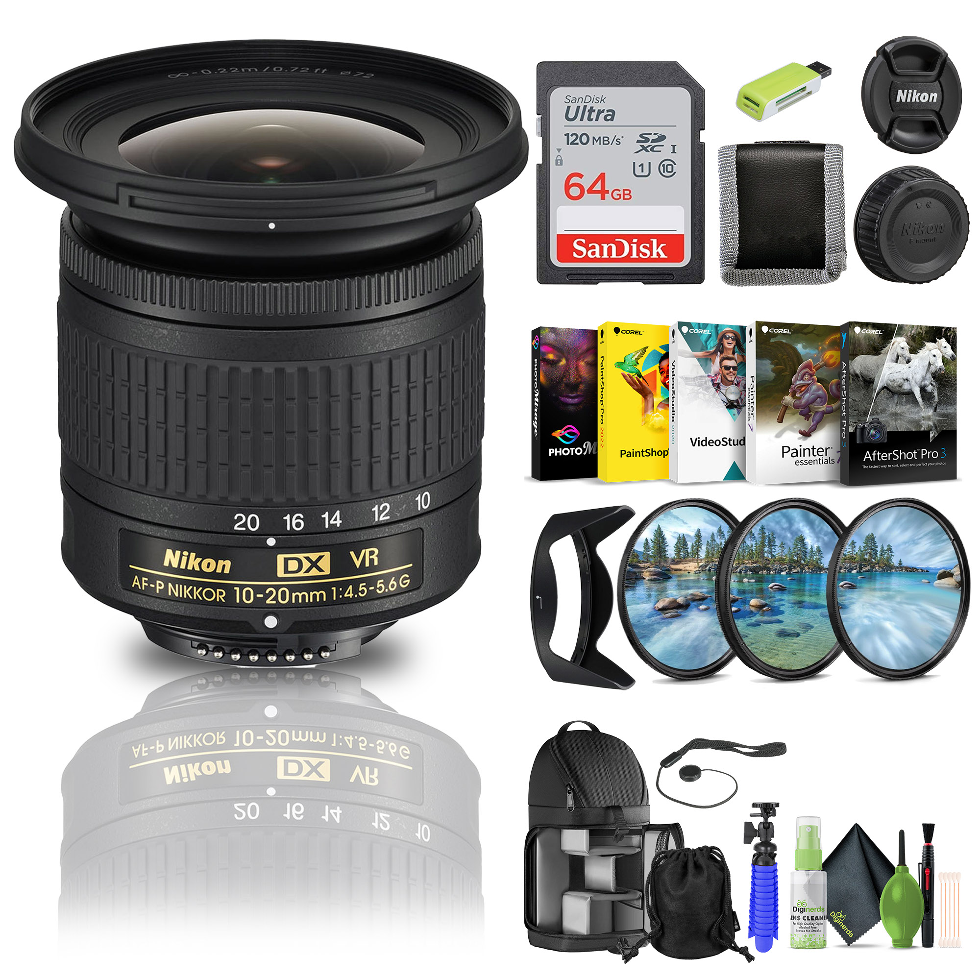 Nikon AF-P DX NIKKOR 10-20mm f/4.5-5.6G VR Lens with Filter Kit