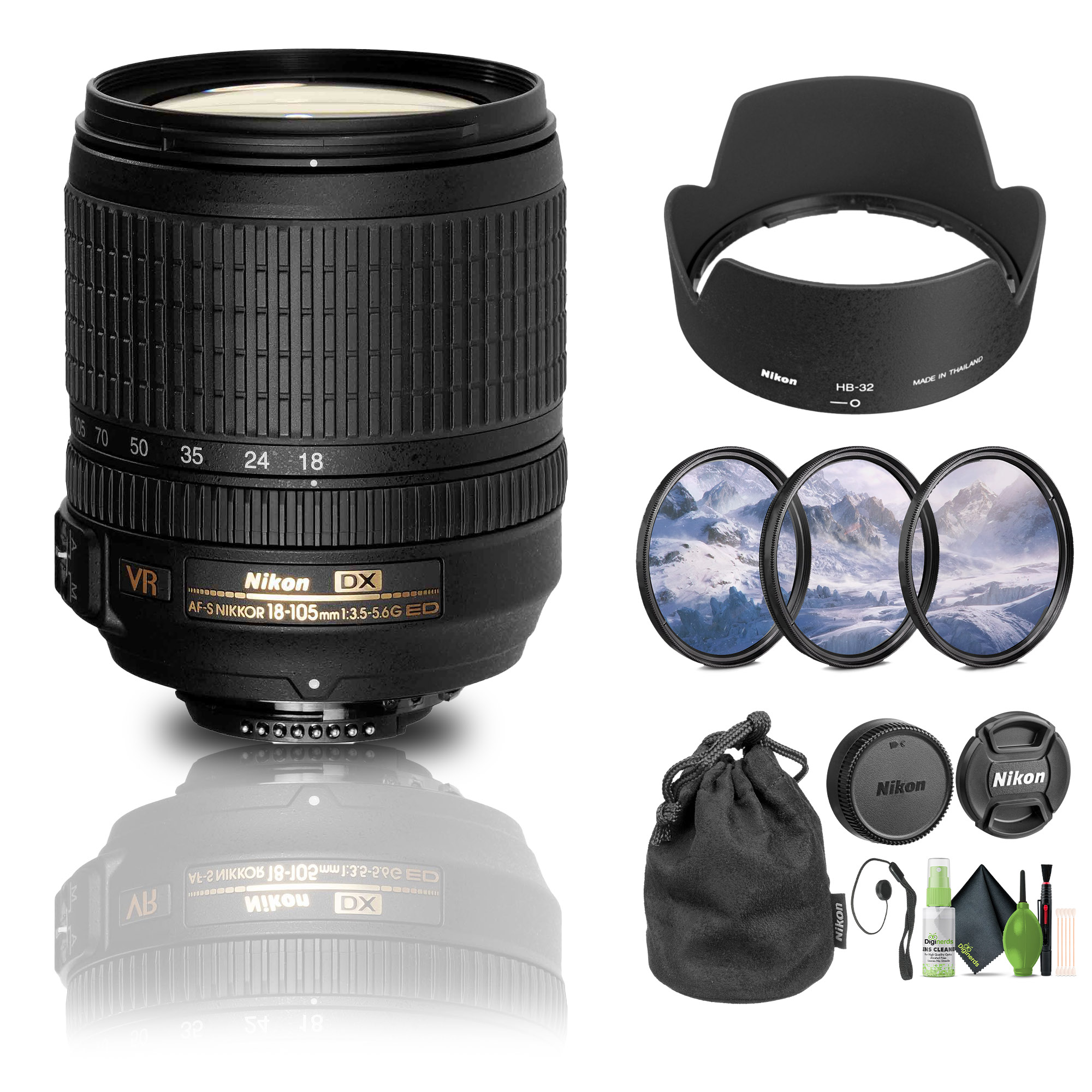 Nikon AF-S DX NIKKOR 18-105mm f/3.5-5.6G ED VR Lens (2179) +