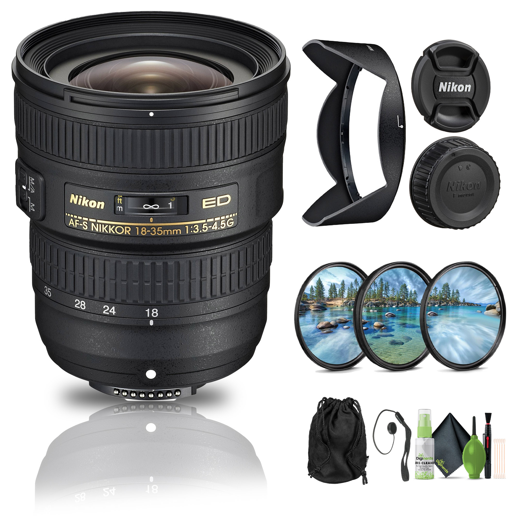 Nikon AF-S NIKKOR 18-35mm f/3.5-4.5G ED Lens with Filter Kit and